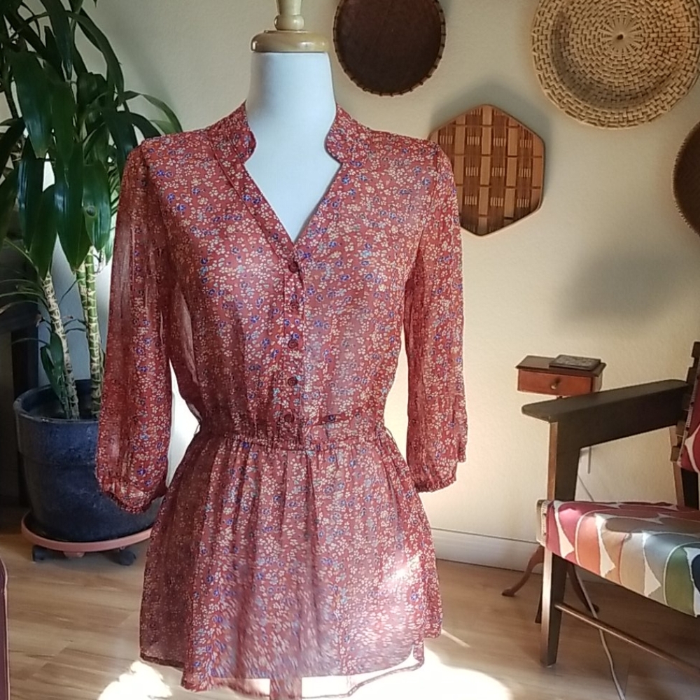 Light Weight Sheer Floral Blouse